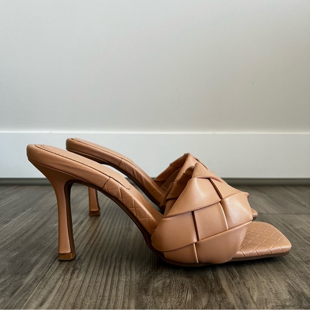 Intrecciato Woven Slip-On Heeled Sandals
